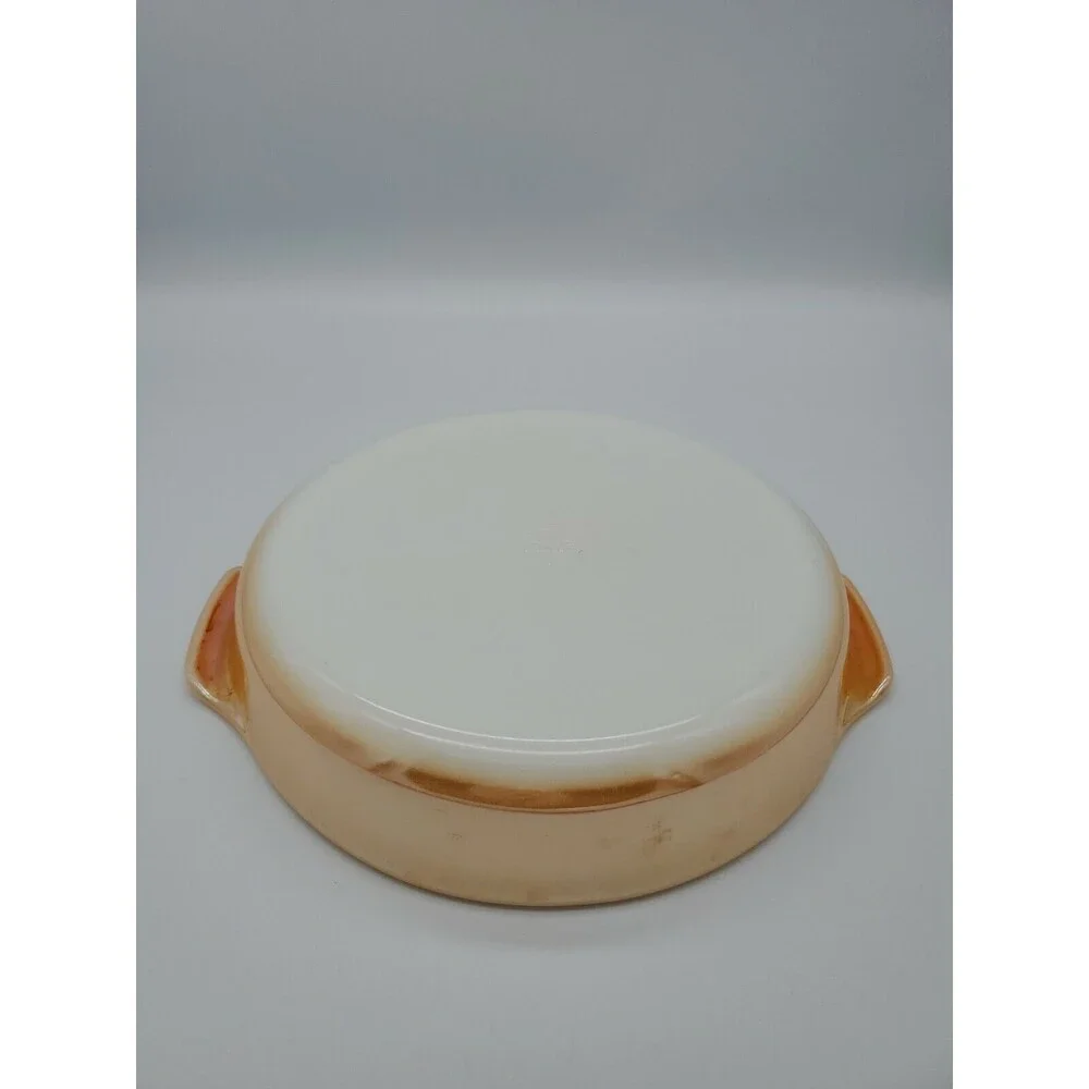Vintage Anchor Hocking Fire King Peach Luster 9 Inch Round Baking Dish